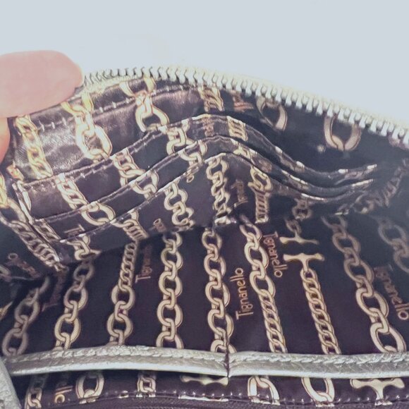 Tignaello Small Metallic Silver Pebble Leather Wallet Pocket Purse/Crossbody - Picture 7 of 16